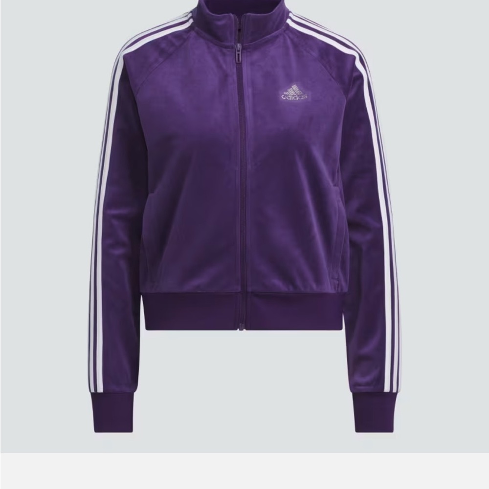 Adidas Purple Bomber Jacket with Classic Stripes